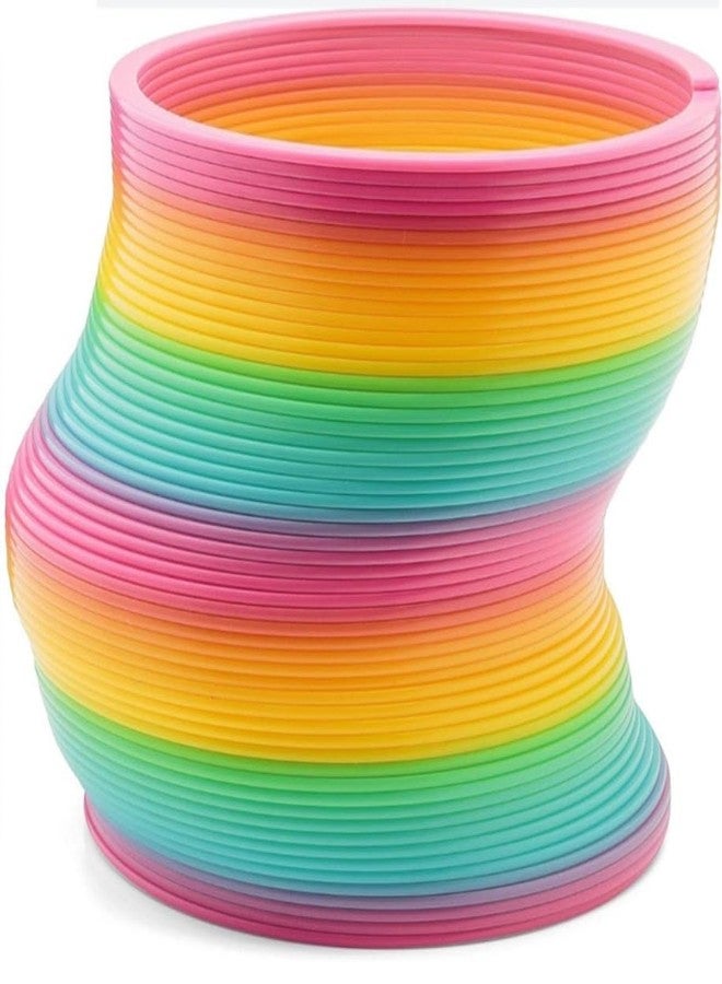 FULLFILLS Rainbow Circle Folding Plastic Spring Coil Toy Colorful Slinky Big Size (Pack of 3 pcs) - Image 1